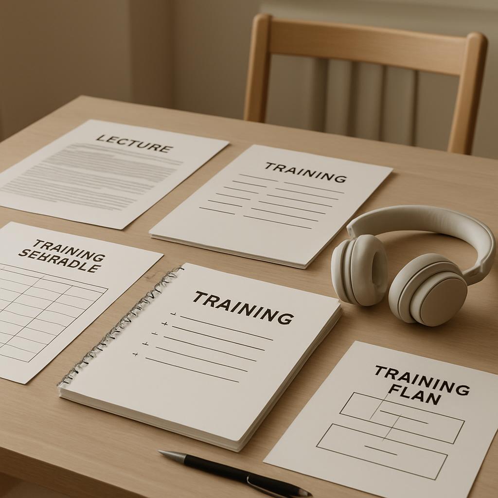 Desk with training materials